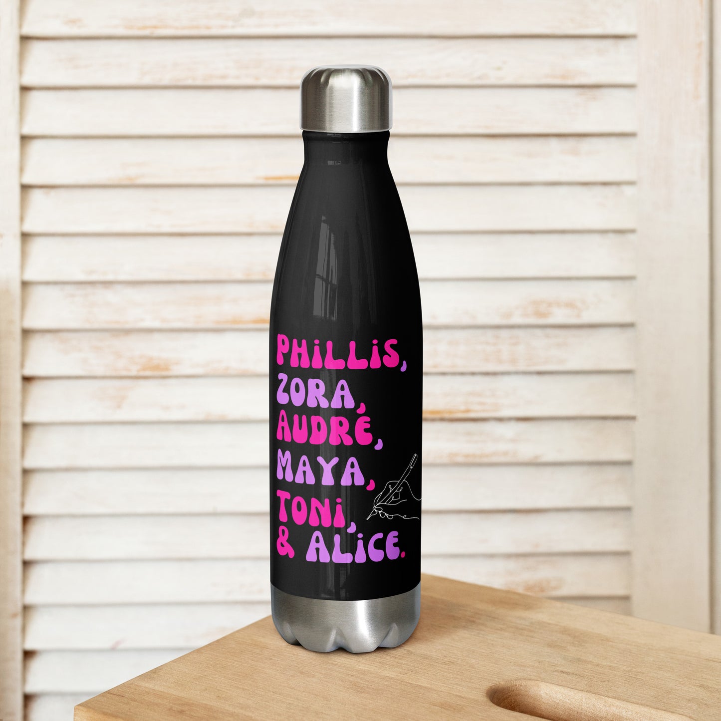 Black Writer Magic (W) Stainless steel water bottle